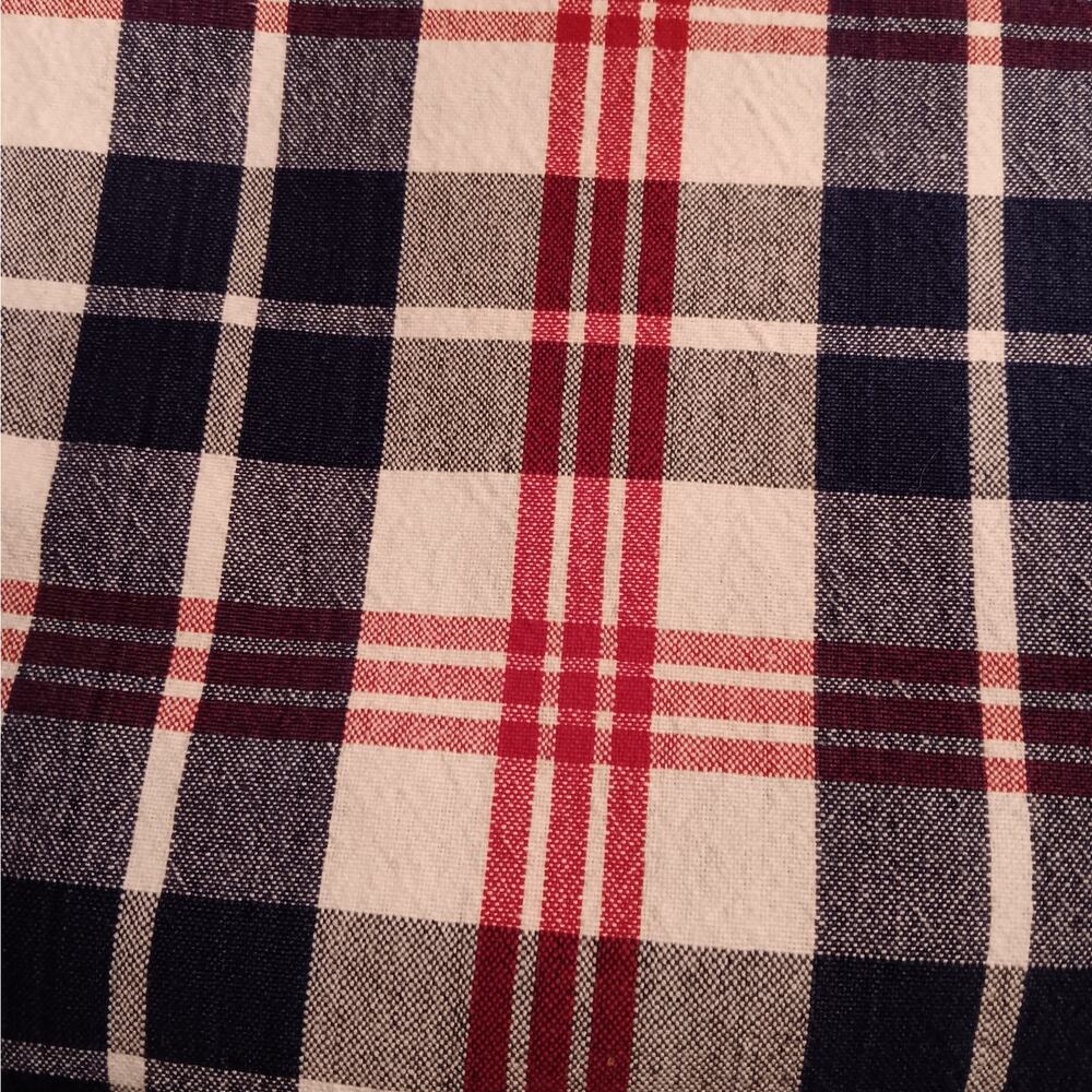 EUC Red, White, Blue Plaid Patriotic, 4th of July, Fabric Tablecloth 52 X 80